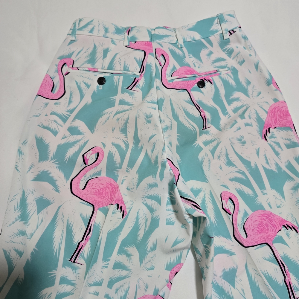 Shinesty El FlamencoTropical Flamingo Print Suit Size 38 Blazer, 30/31 Pants - Picture 13 of 13